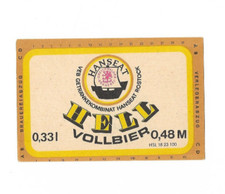 DDR-Etikett Greifswald HELL - GK Hanseat Rostock, BT Greifswalder Brauerei (iA)