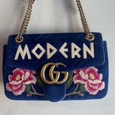 Gucci Blue Quilted Velvet