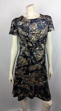 SANDRO FERRONE Kleid 36/38 schwarz Paisley Bunt Pannesamt Kurzarm Ausgestellt