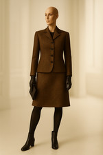 Rena Lange Tweed Kostüm Braun Kupfer | Rock & Blazer | Festlich Elegant | 42/44