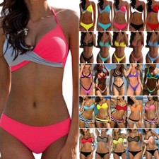 Damen Sexy Push Up Bikini Set BH Gepolstert Bademode Schwimmmode Badeanzug Neu