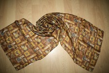 Seidenschal Tuch Halstuch Brauntöne Blumen 100% Seide ca. 32 x 160 cm Neu! 