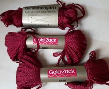 Gold-Zack Bändchengarn 3 Stück je 50 g Weinrot Nadelst. 6 stricken/häkeln