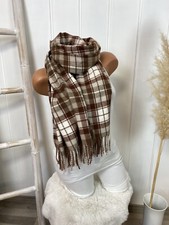 grosser Schal Plaid XL Scarf Muster Mix mit Fransen Viskose Braun Beige kariert