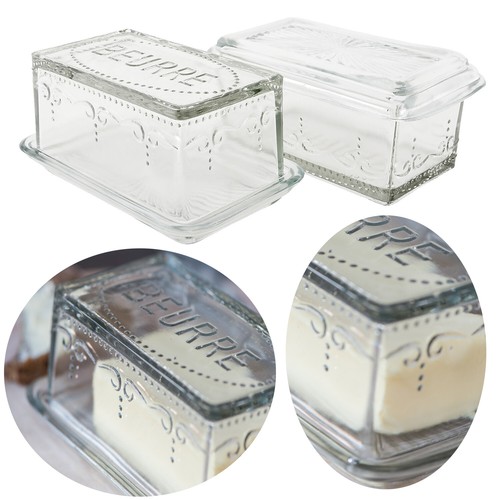 Vintage glas butterdose - vintage,