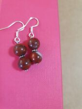 Edelstein OHRRINGE aus Blut Jaspis  Jaspis D7mm ,  925 Silber  Braun in Rot