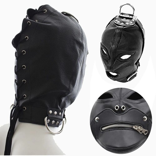 Faux leder kopf - kapuze, harness