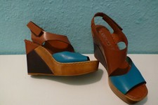 Leder-Wedges braun und