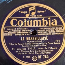M. Thill LA MARSEILLAISE Nationalhymne mit G. Schellackplatte Grammophon 78rpm++