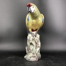 Karlsruher Majolika Ara Papagei Maracana Keramik Figur Skulptur 32cm Jugendstil