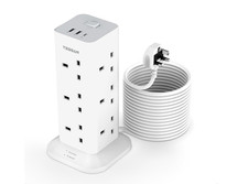 Tower Verlängerungskabel 10m mit USB C Steckplätzen, Tessan 12-fach Multistecker Schnellladung