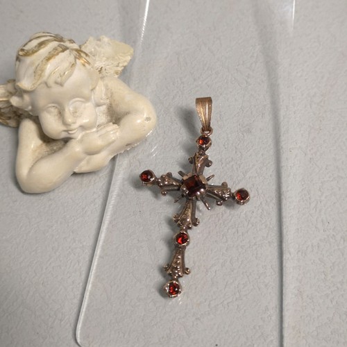 Granatschmuck kreuz anhänger - granatschmuck,