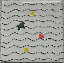 Kachel 'Froschkönig' Untersetzer Kaffeetasse Steingut mit Gummiuntergrund 10cm