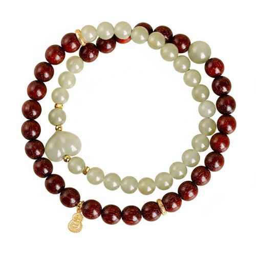 Holz perlen armband natur - perlen, jade