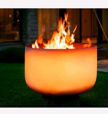 Quarzglas Glas Feuerschale QFlame  QSet Edelstahl Ø 56 cm Sockel & Deckel