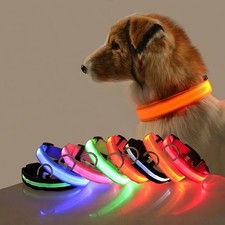 LED Hundehalsband Nylon Leine Blinkend Leuchtend Nacht Sicherheit Haustier
