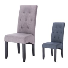 EUGAD 2er Set Luxus Esszimmerstuhl Leinen Stuhl mit hoher Rückenlehne Holzrahmen