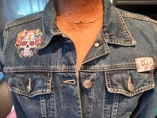 Jeansjacke Skull dia del muerte Mexico design Vintage M