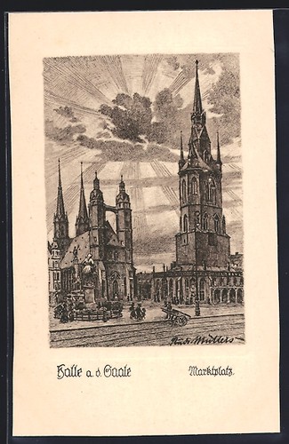 Künstler halle saale - künstler-ak, /saale