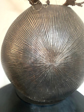 XXL Vase Deko Bodenvase Metall 50x55cm, Silber Schwarz