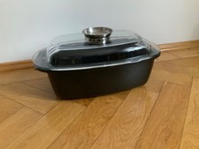 Bräter Schmortopf Aluguss Promont mit Glasdeckel 22 x 34 x 11