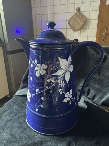 Emaille kaffeekanne blau - kaffeekanne,
