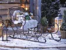 Deko Metall Schlitten groß "Nostalgie" 116 cm lang braun, Weihnachts Garten