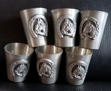 6 Zinnbecher, 92%, Schnapsbecher, Gilde Zinn