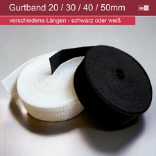 Gurtband  20mm 30mm 40mm 50mm schwarz oder weiß (UV)  ca.1,5mm stark Taschengurt