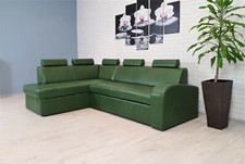 Grünes Echtleder Ecksofa 245x164 cm 100% Echt Leder Sofa Couch mit Kopfstützen