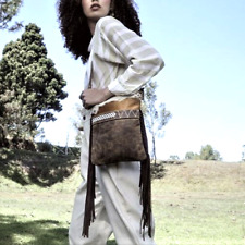 Leder Tasche Kuhfell Western Boho Fransen Festivaltasche Vintage Design Biker