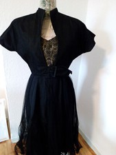 2 Ballkleider für Zwillinge, schwarz, Retro-Mode, Brokat, Gr. 40 mit Bolerojacke