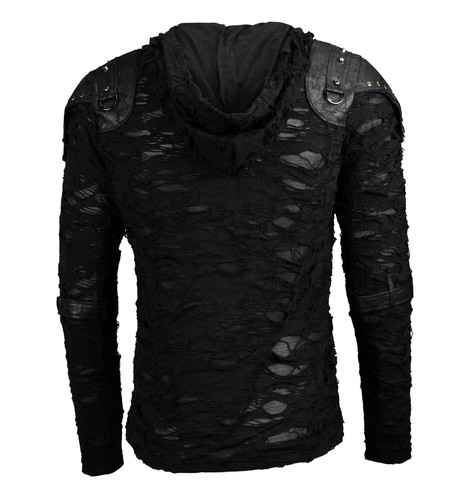 Schwarzes gothic fetzen hoodie - schwarzes,