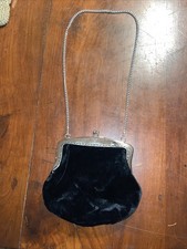 Schwarze Samt Handtasche Vintage