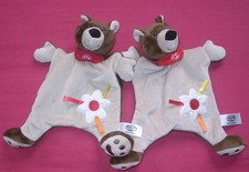 2 x Toy Place Müller Schmusetuch Bär beige braun Blume Halstuch rot