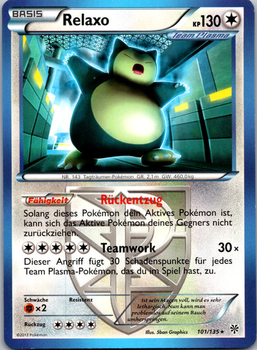 Pokémon karte relaxo 101 - relaxo, 101/135