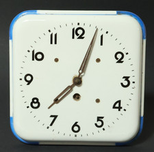 Alte mechanische Porzellan Uhr Küchenuhr Wanduhr Jugendstil Blau Weiß Uhren 20cm