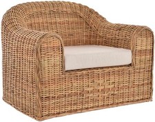 Rattansessel Breiter Wohnzimmer Sessel aus echtem Rattan Thron (Hell Natur)