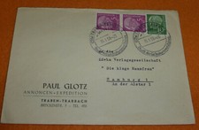 Bund Heuss 5 Pf. senkr. Paar Edeka Verlag Die kluge Hausfrau Hamburg Brief 1959