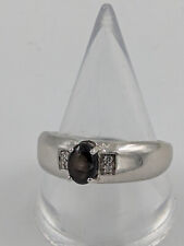 Eleganter Silberring 0,925 Sterlingsilber Schwarzer Sternsaphir und Zirkone