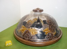 alte große  Käseglocke Glocke Kunst  Stadt Land  Keramik braun   TOP