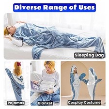 Shark Blanket Shark Onesie Hai Decke Zum Anziehen Erwachsene Schlafsack Kostüm~