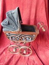 Nostalgie Puppenwagen Faltdach, Holz, Metall, Räder bewegbar -  Vintage