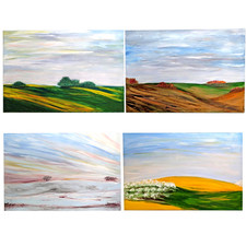 4 Bilder Handgemalt Unikate