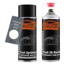 Autolack 2K Spraydosen Set für Renault Alpine 310 Blanc Basislack 2K Klarlack