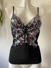 RIGOGOLO Top Damen Schwarz Pailletten Gr. M Paillettentop Sommertop