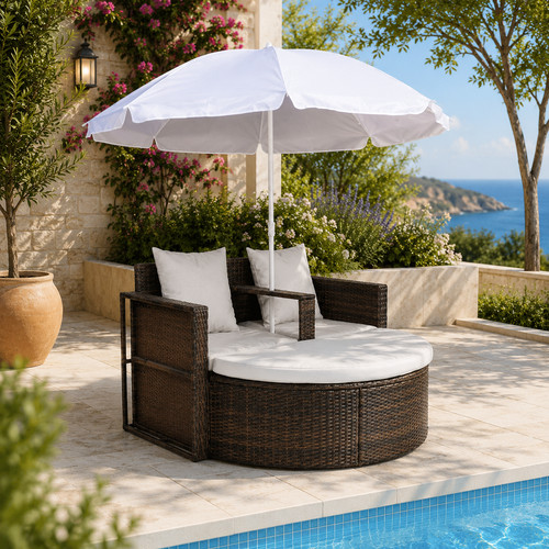 Gartenbett mit sonnenschirm - mit,