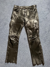  vintage Bikerhose Chopperhose Leder patina used WE35 black glatt