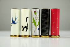 5er Set Lippenstift Hülsen Halter Dosen neuw. NOS Vintage W. Germany 50er 60er