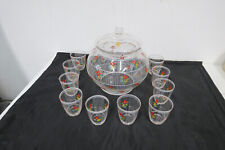 Bowle Service Set mit 10 Gläsern Handgemalt - Emailmalerei - MV Lucka - Glas